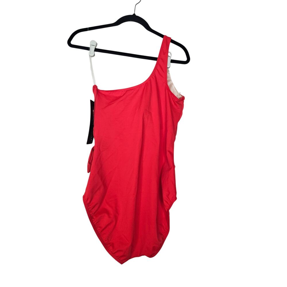 NEW Miraclesuit 14 Red One Shoulder Slimming Swimsuit Coastal Beach Pool - Picture 4 of 5